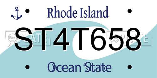 ST4T658 Rhode Island License Plate