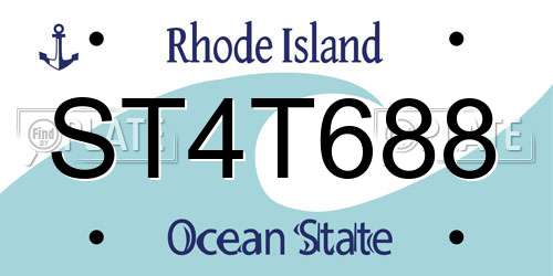 ST4T688 Rhode Island License Plate