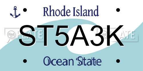 ST5A3K Rhode Island License Plate
