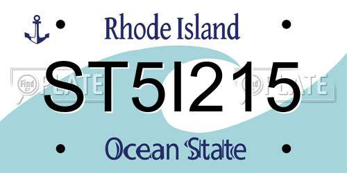 ST5I215 Rhode Island License Plate