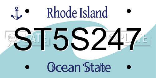 ST5S247 Rhode Island License Plate