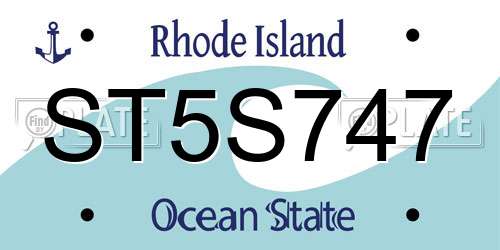 ST5S747 Rhode Island License Plate