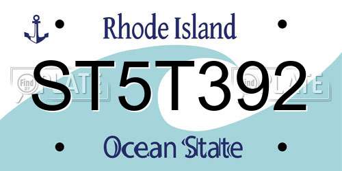 ST5T392 Rhode Island License Plate
