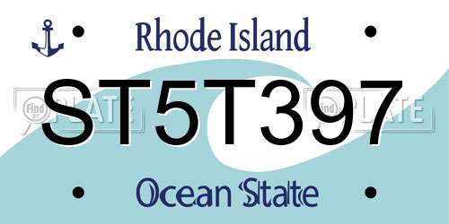 ST5T397 Rhode Island License Plate
