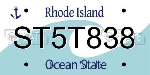 ST5T838 Rhode Island License Plate