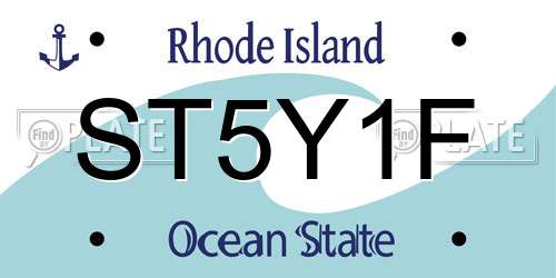 ST5Y1F Rhode Island License Plate