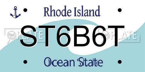 ST6B6T Rhode Island License Plate
