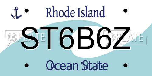 ST6B6Z Rhode Island License Plate