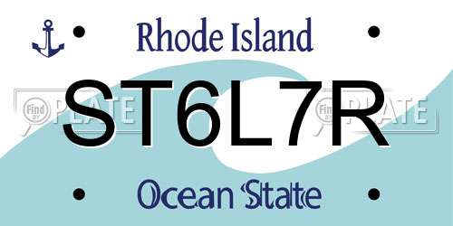 ST6L7R Rhode Island License Plate