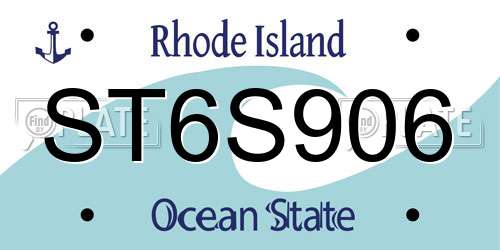 ST6S906 Rhode Island License Plate