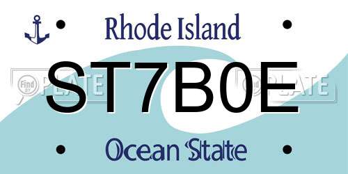 ST7B0E Rhode Island License Plate