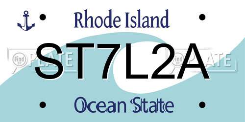 ST7L2A Rhode Island License Plate