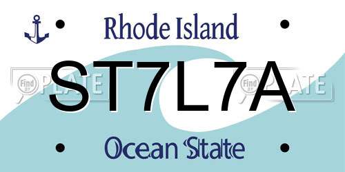 ST7L7A Rhode Island License Plate