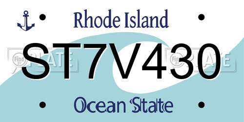 ST7V430 Rhode Island License Plate