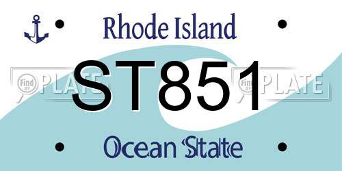 ST851 Rhode Island License Plate