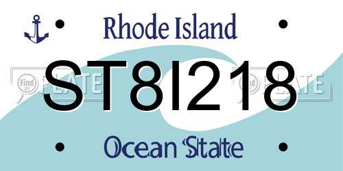 ST8I218 Rhode Island License Plate