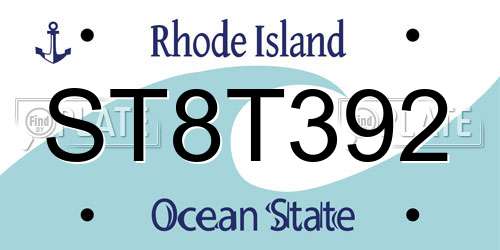 ST8T392 Rhode Island License Plate