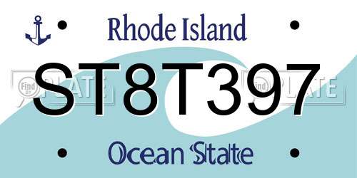 ST8T397 Rhode Island License Plate