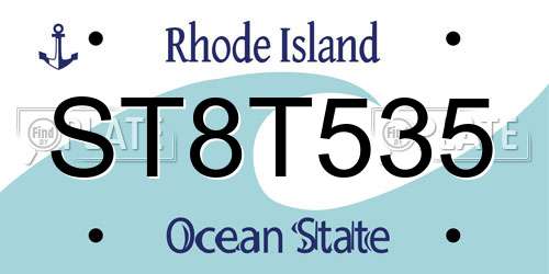 ST8T535 Rhode Island License Plate