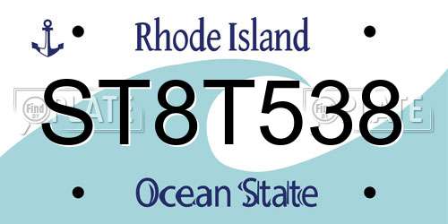 ST8T538 Rhode Island License Plate