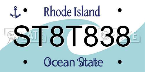 ST8T838 Rhode Island License Plate