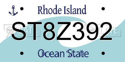 ST8Z392 Rhode Island License Plate