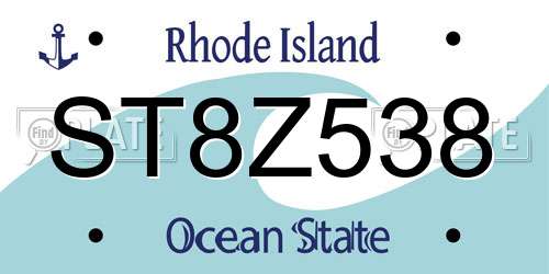 ST8Z538 Rhode Island License Plate