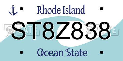 ST8Z838 Rhode Island License Plate