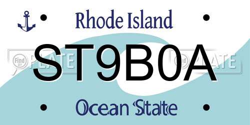 ST9B0A Rhode Island License Plate