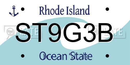 ST9G3B Rhode Island License Plate