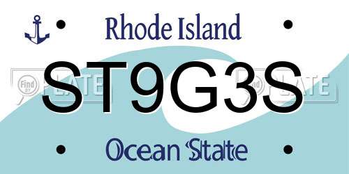 ST9G3S Rhode Island License Plate