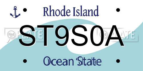 ST9S0A Rhode Island License Plate