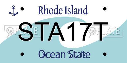STA17T Rhode Island License Plate