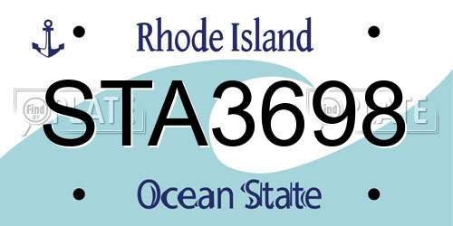 STA3698 Rhode Island License Plate