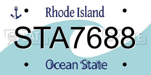 STA7688 Rhode Island License Plate