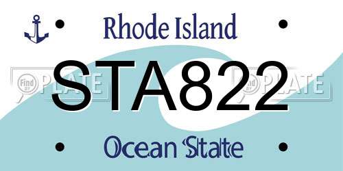STA822 Rhode Island License Plate