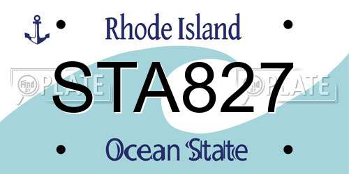 STA827 Rhode Island License Plate