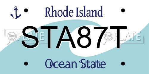 STA87T Rhode Island License Plate