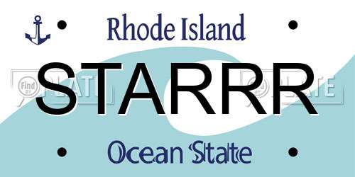 STARRR Rhode Island License Plate