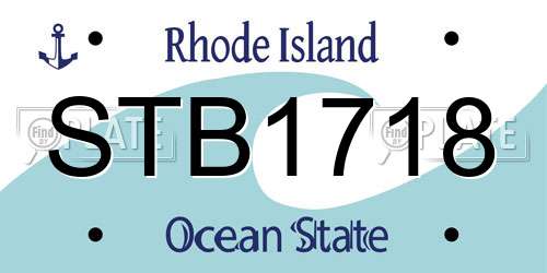 STB1718 Rhode Island License Plate