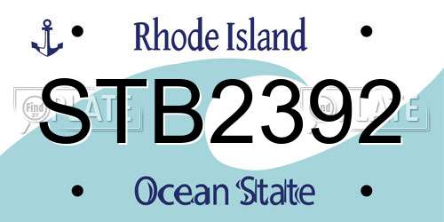 STB2392 Rhode Island License Plate