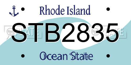 STB2835 Rhode Island License Plate
