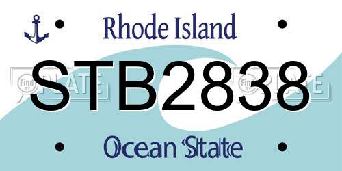 STB2838 Rhode Island License Plate