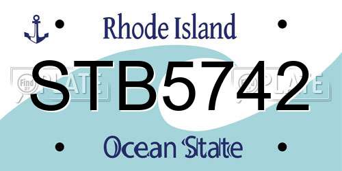 STB5742 Rhode Island License Plate