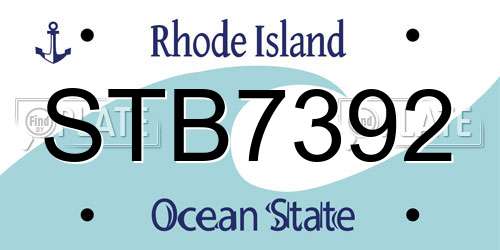 STB7392 Rhode Island License Plate