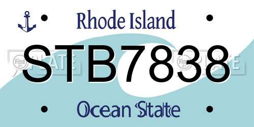 STB7838 Rhode Island License Plate