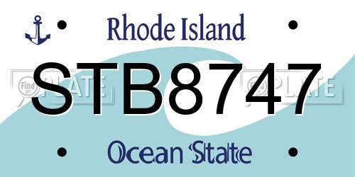 STB8747 Rhode Island License Plate