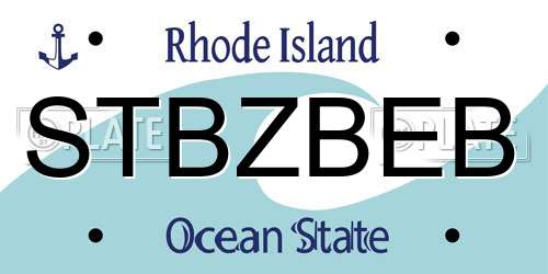STBZBEB Rhode Island License Plate