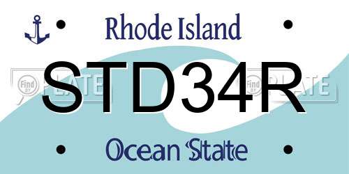 STD34R Rhode Island License Plate