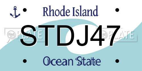 STDJ47 Rhode Island License Plate